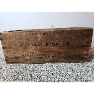 Western World Champion Ammunition Wooden Advertising Box Adv. All 4‎ Sides